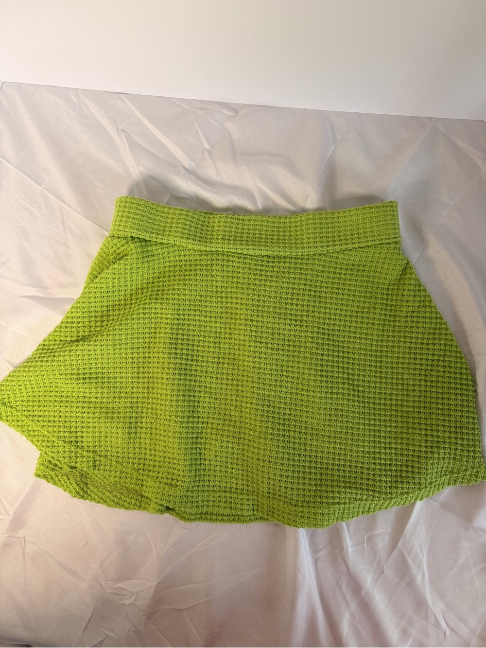 Be-Lux Sport Lime Green Waffle Knit Skater Skort Large L